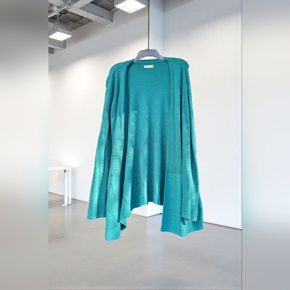 Croft & Barrow Classic Ribbed Open-Front CardiganColor: Peacock, Size: LARGE EUC - Picture 5 of 9